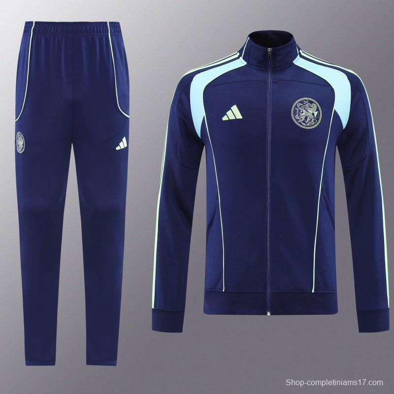 25/26 Ajax Amsterdam Navy Blue Full zipper Jacket Tracksuit+ long pants
