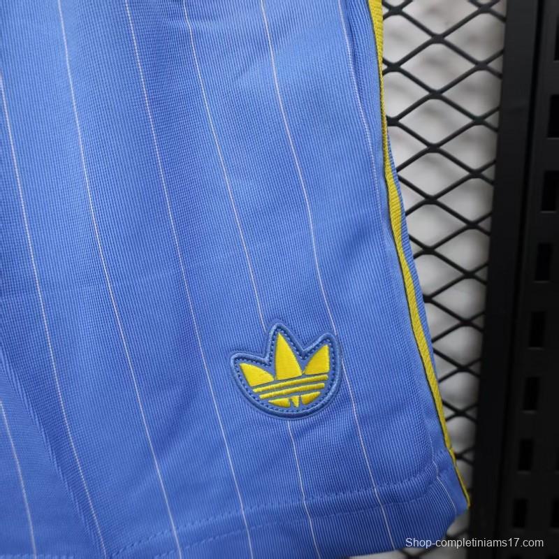 Retro Player Version  1990/91 Manchester United Third Sky Blue with Pinstripe Pattern Shorts