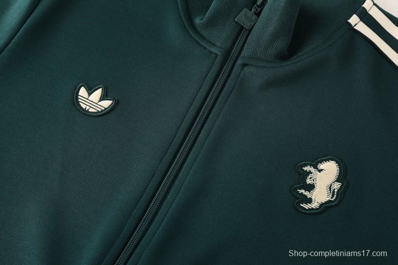 25/26  Juventus Retro Dark Green  Full zipper Jacket Tracksuit+ long pants