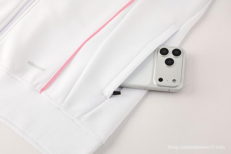 25/26  Juventus White  Full zipper Jacket Tracksuit+ long pants