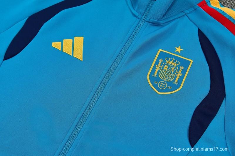 26/27 Spain Light Blue Full Zipper Jacket Tracksuit + Long Pants