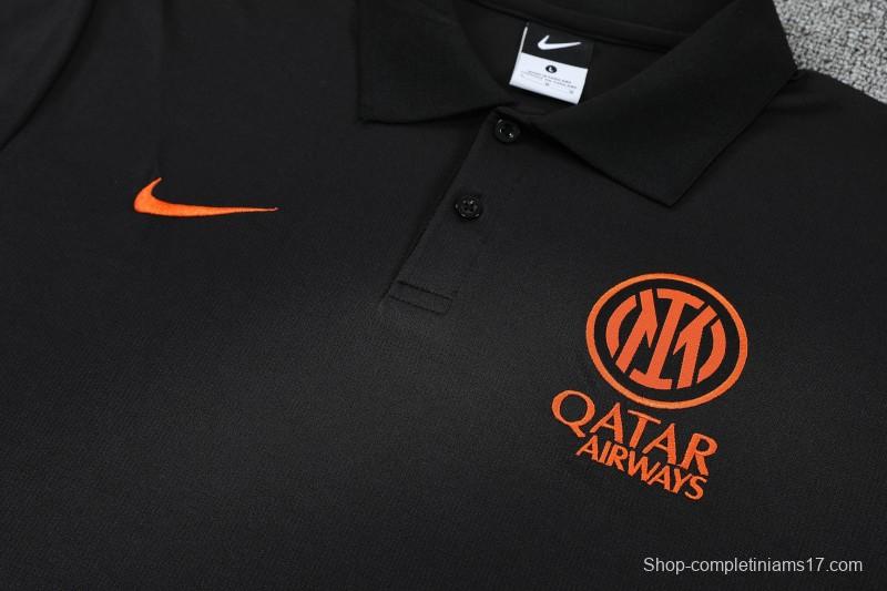 26/27 Inter Milan Black Polo Training Shirt + Long Pants Tracksuit