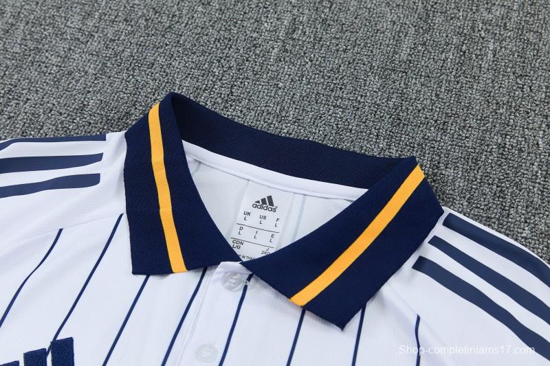 26/27 Boca White Stripes Polo Training Shirt + Long Pants Tracksuit