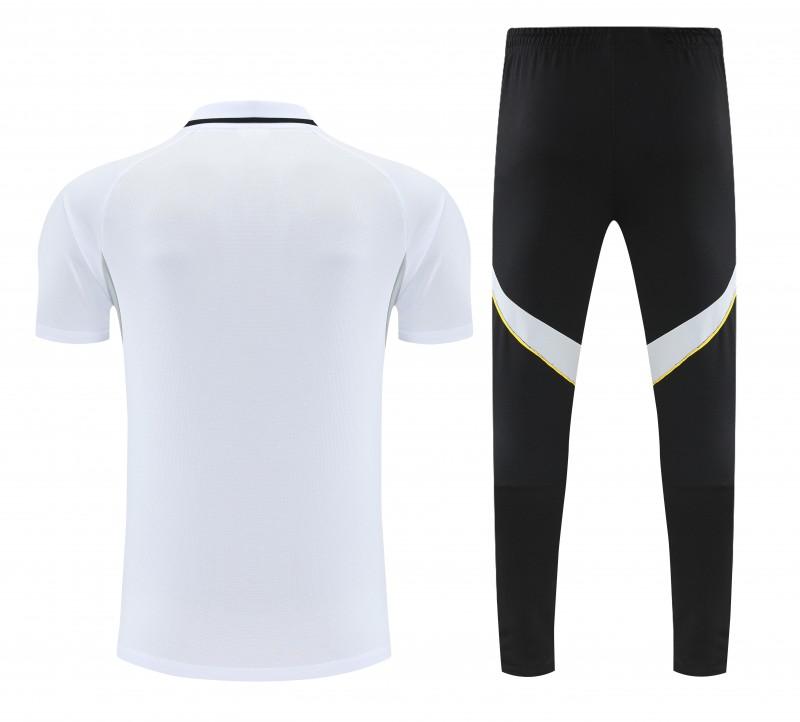 26/27 Real Madrid White Polo Training Shirt + Black Long Pants Tracksuit