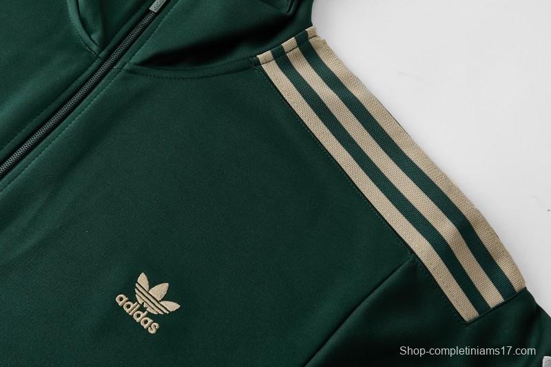 2026 Adidas Navy Green  Full Zipper Jacket + Long Pants