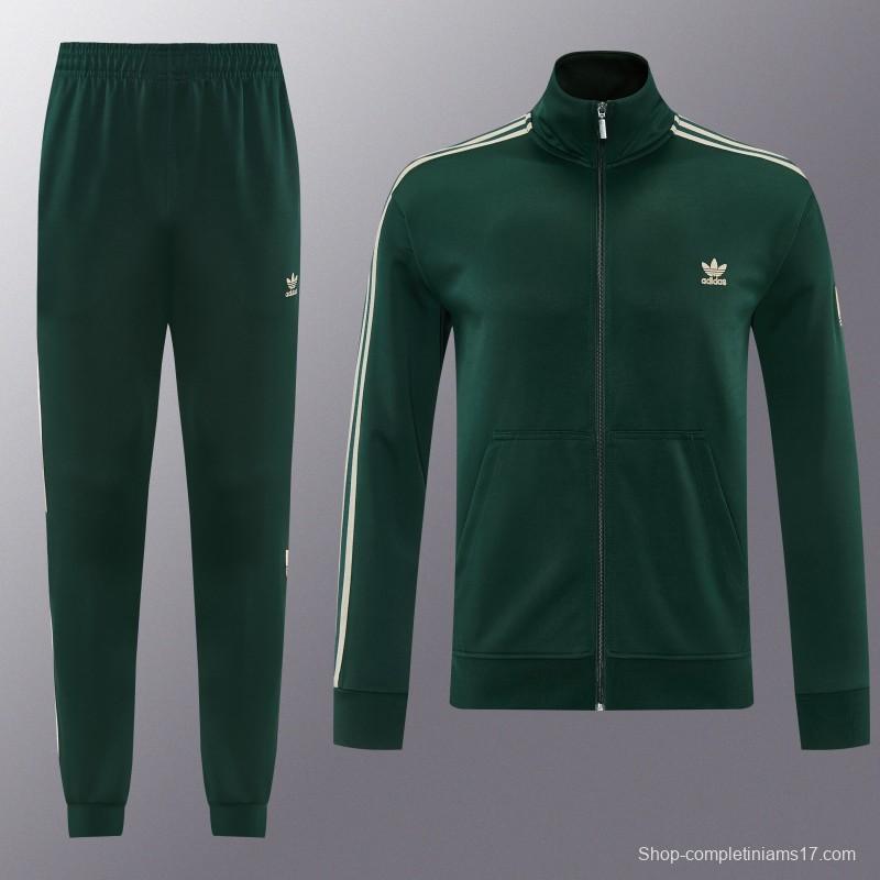 2026 Adidas Navy Green  Full Zipper Jacket + Long Pants