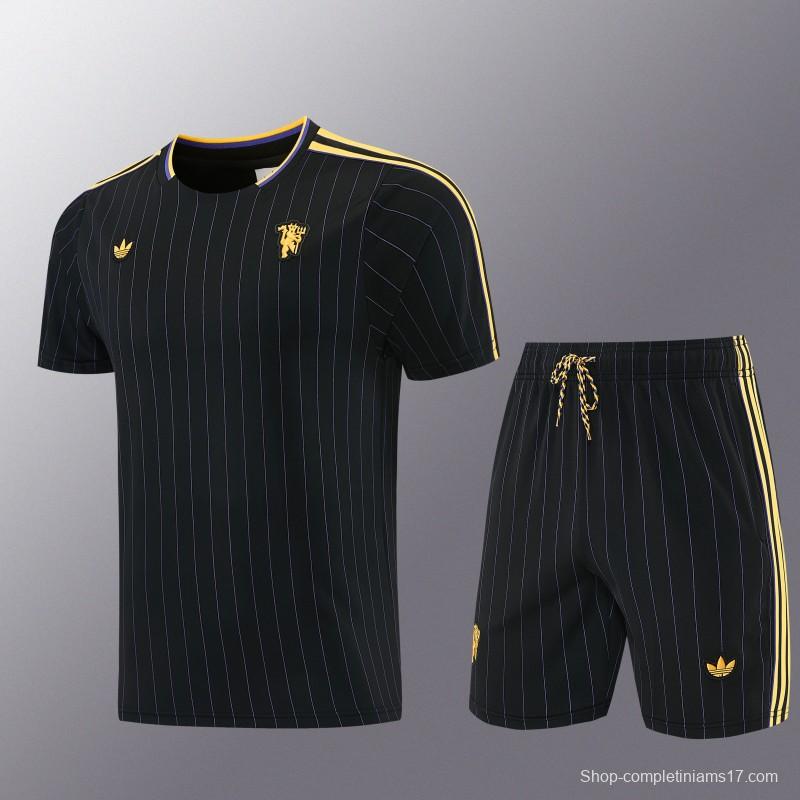 26/27  Manchester United Black Short Sleeve+Soccer Shorts
