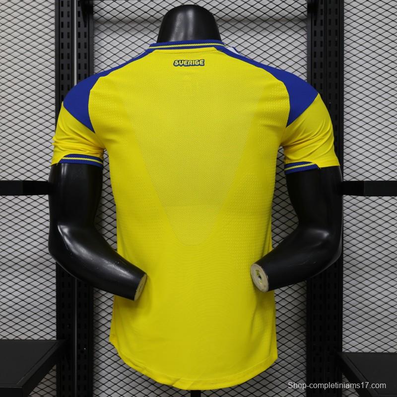 Player Version 2026 Sweden Yellow with Blue Panel Home Jersey