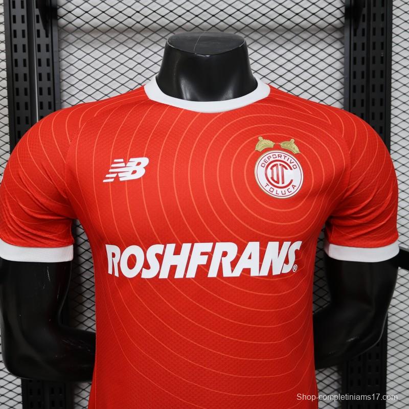 Player Version 26/27 Deportivo Toluca FC Red with Circular Stripe Pattern Home Jersey