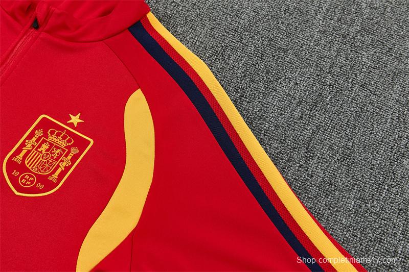 26/27 Spain Home Red Half Zipper Jacket Tracksuit + Long Pants