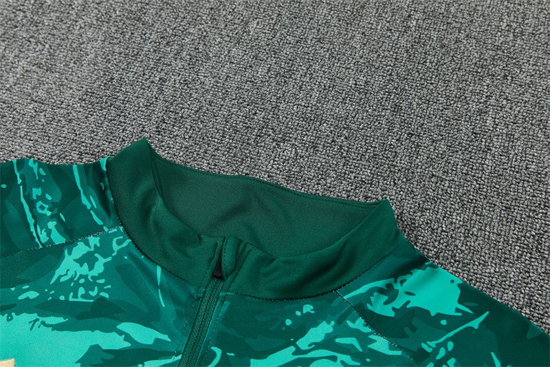 2026 Real Madrid Dark Green Camouflage  Half Zipper Jacket Tracksuit + Long Pants (Adidas)