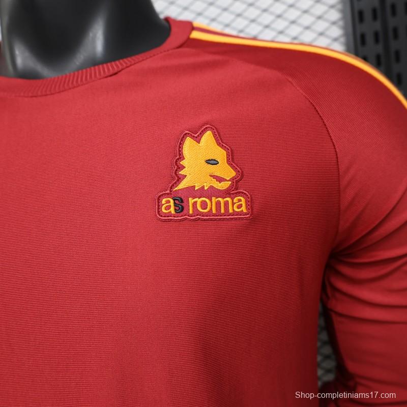 Player Version 2026 AS Roma Deep Red  84/85 Vintage Remake  Long Sleeve Home Jersey
