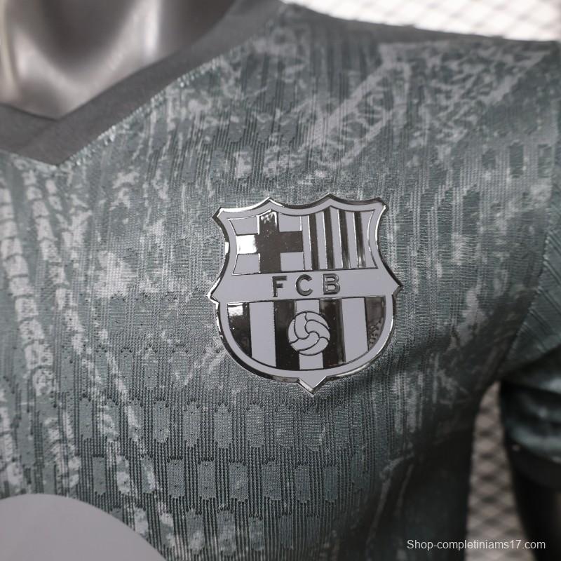 Player Version 26/27 FC Barcelona Dark Olive Green with Grunge Graffiti Third Jersey