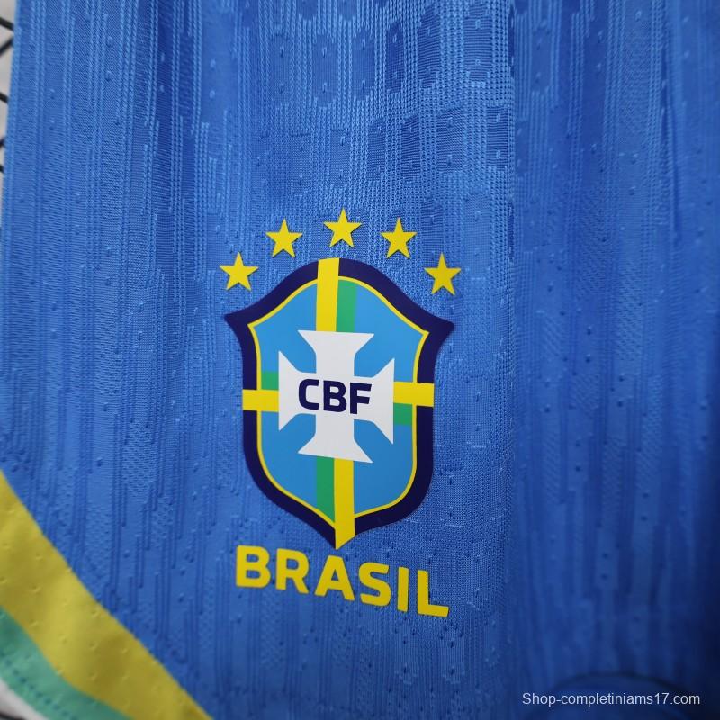 Player Version 26/27 Brazil  Royal Blue Jacquard Stripe Away Shorts