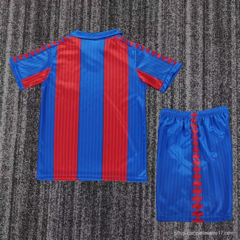 Retro 1989/92 Kids FC Barcelona Blue & Red Stripe Home Jersey