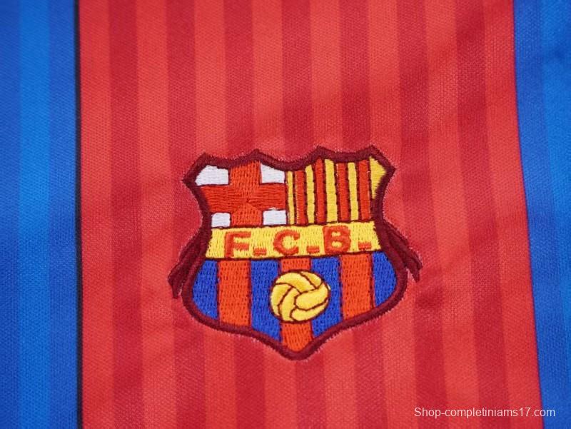 Retro 1989/92 Kids FC Barcelona Blue & Red Stripe Home Jersey