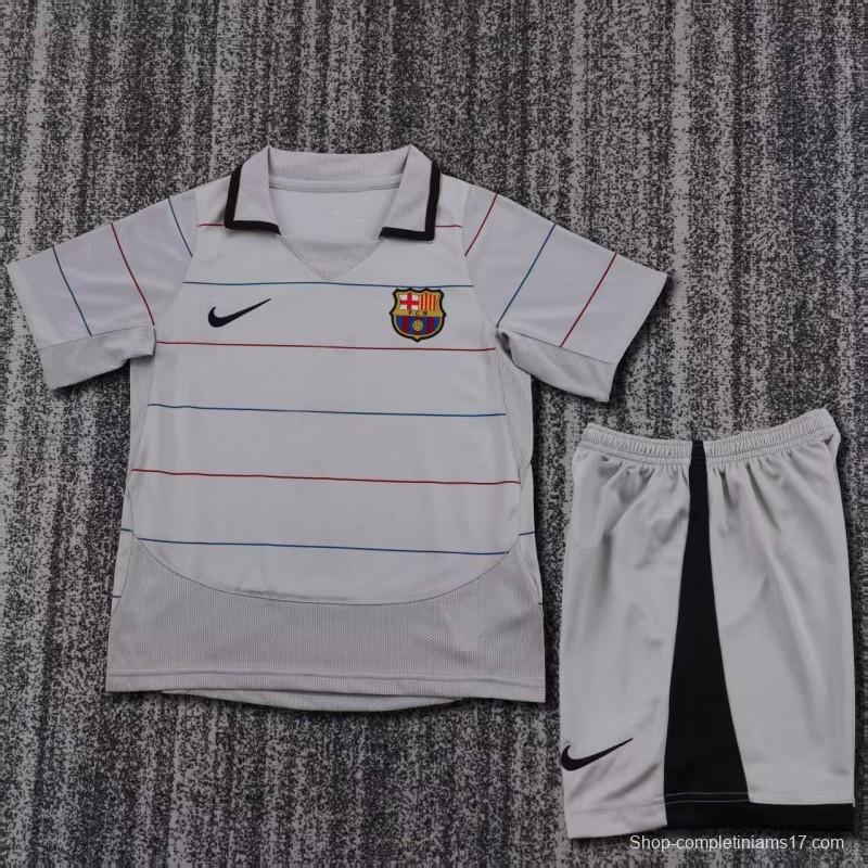 Retro Kids 03/04 FC Barcelona Away Grey Jersey