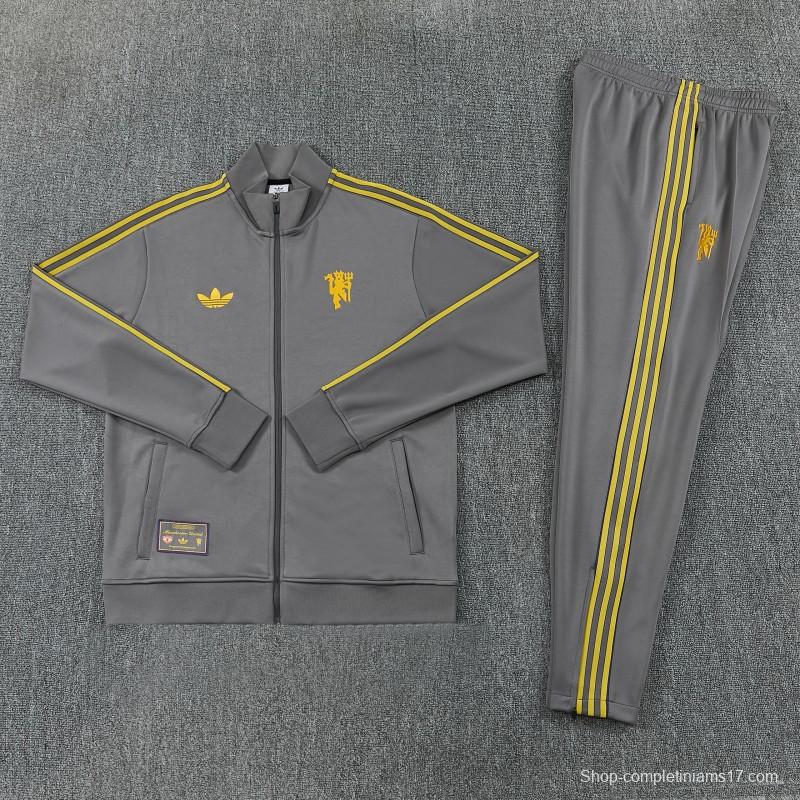 26/27 Manchester United Dark Gray Full Zipper Jacket+Long Pants