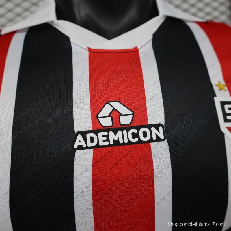 Player Version 26/27 São Paulo FC Away Red & Black Stripe  With White Collar Jersey