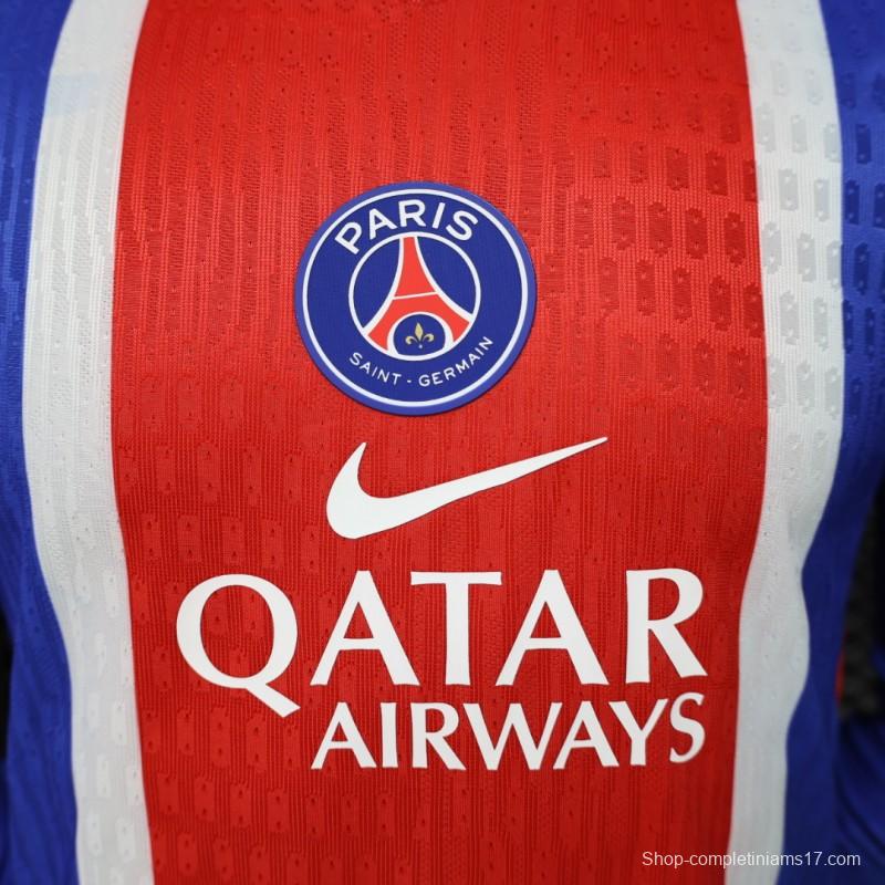 Player Version 26/27 PSG Blue & Red Stripe Long Sleeve Home Jersey