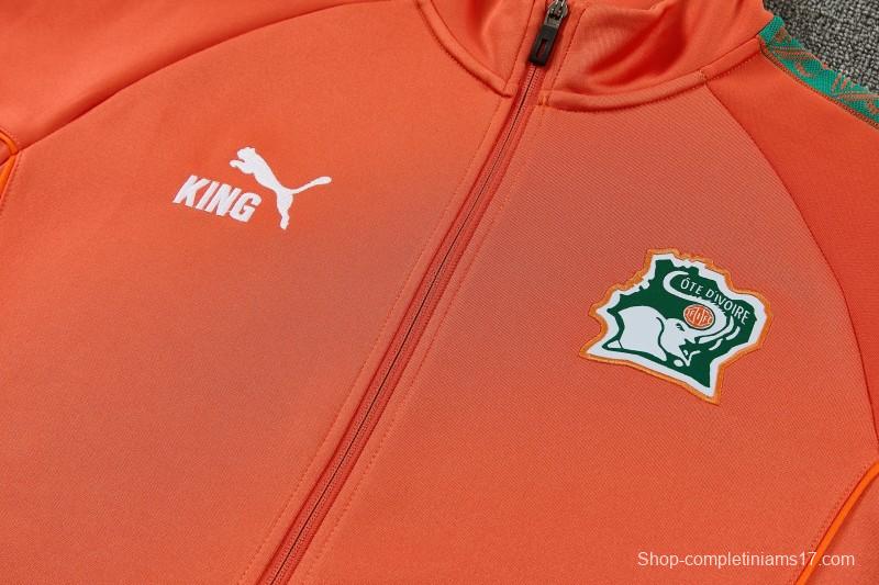 26/27 Côte d'Ivoire Orange Full Zipper Jacket Tracksuit + Long Pants