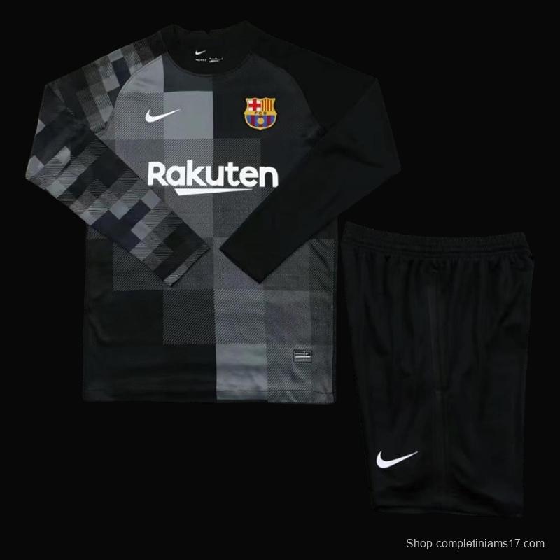 21/22 Barcelona Long Sleeve Black Goalkeeper Jesrey+Shorts