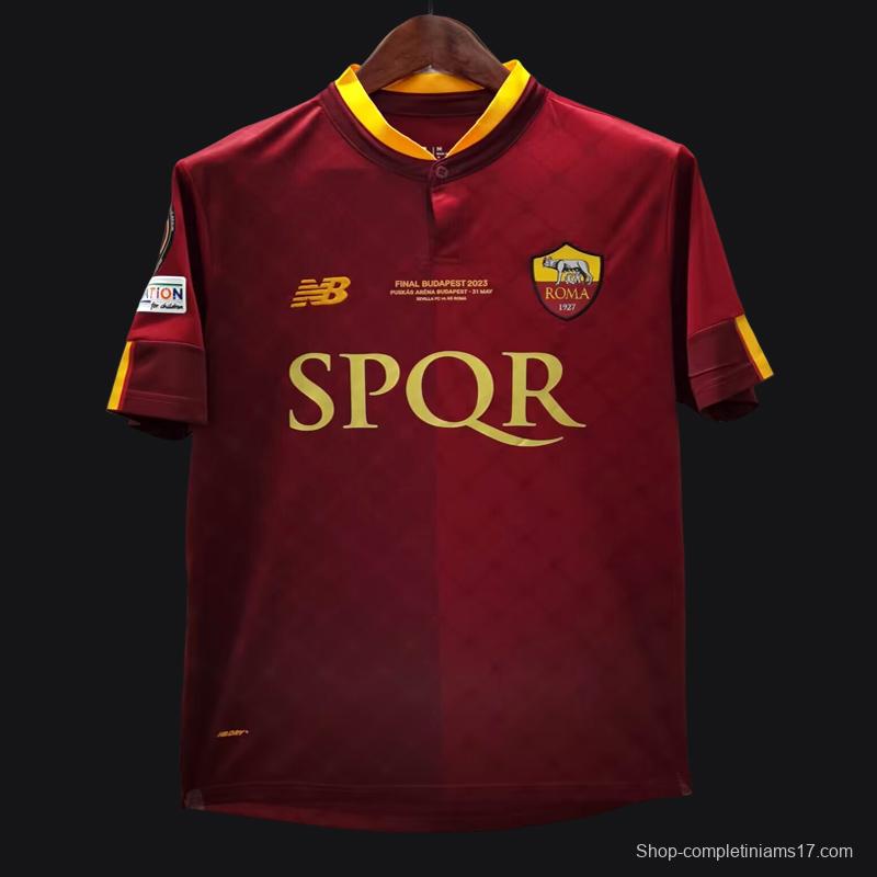 22/23 AS Roma Home Jersey Final Budapest Jersey  With Full Patches