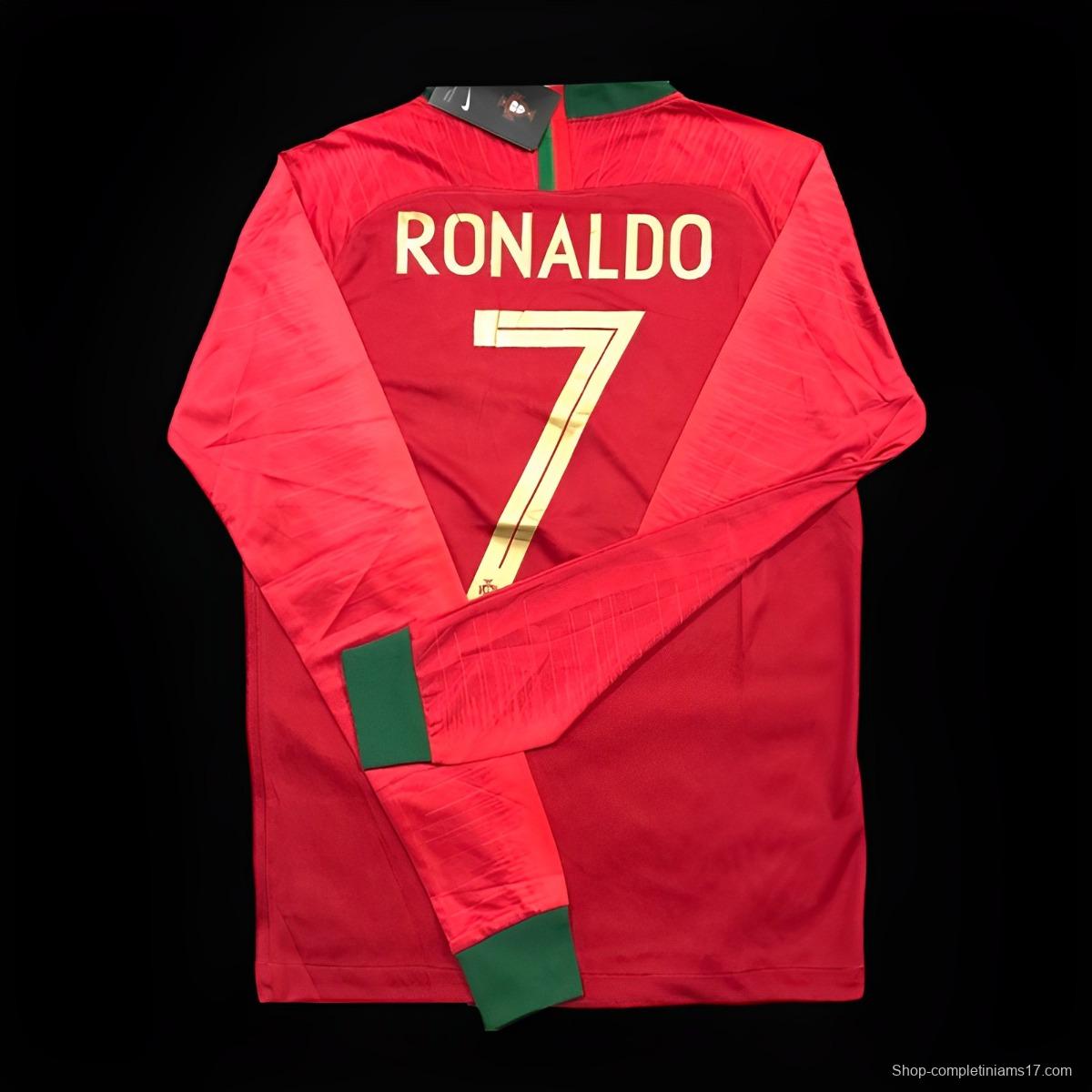 Retro 2018 Portugal Home Long Sleeve Jersey