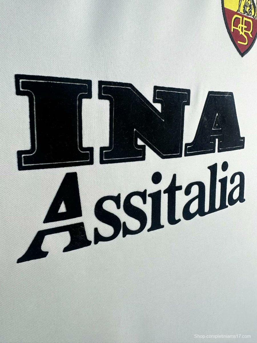 Retro 98/99 Roma Away White  Long Sleeve Jersey