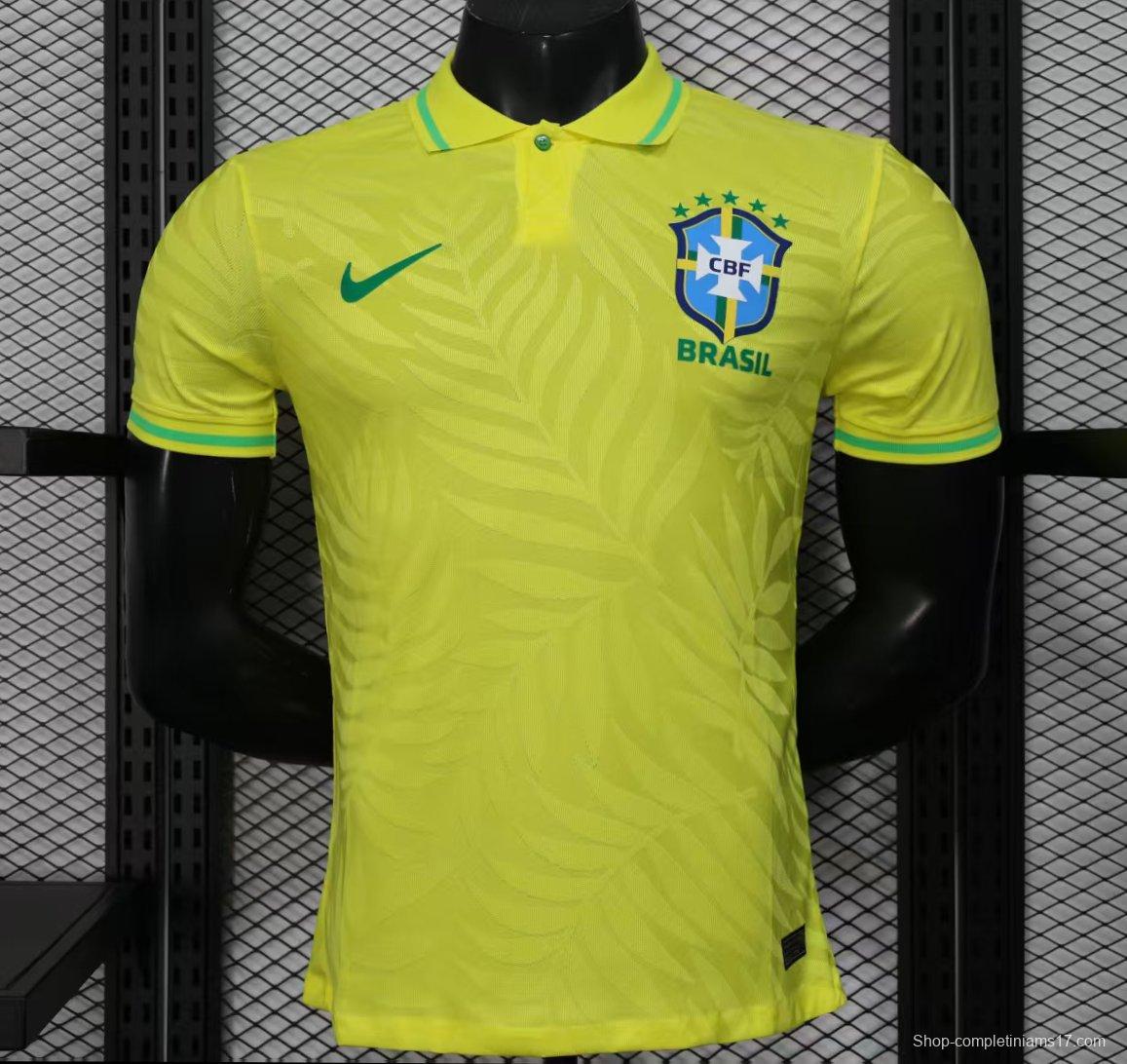 Player Version 2025 Brazil Home Yellow Classic Jersey