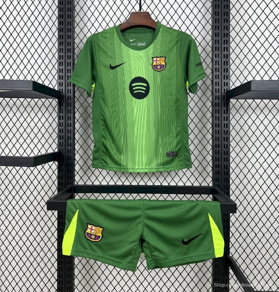 2025/26 Kids Barcelona Goalkeeper Green Kit