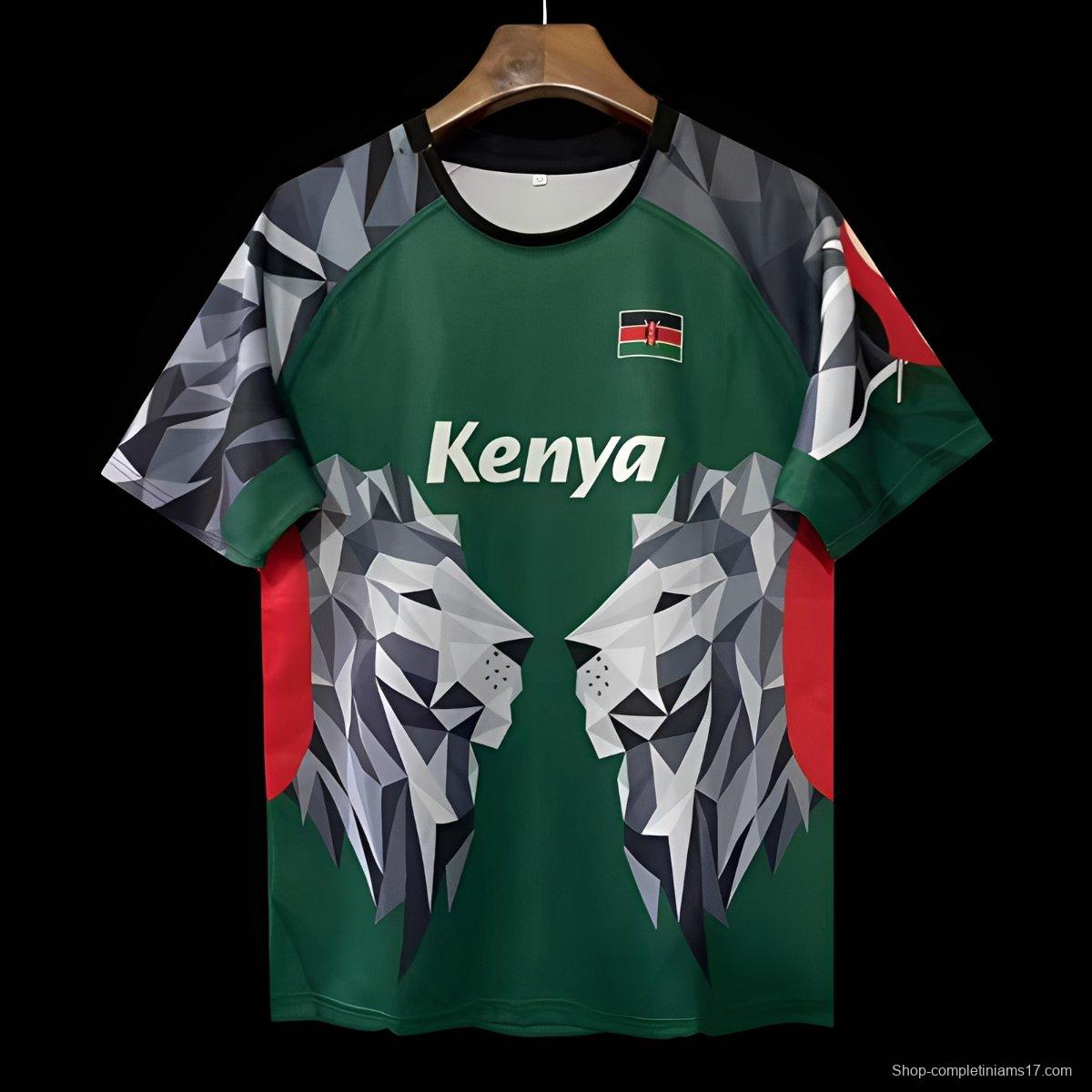 2026 Kenya Green Geometric Lion Jersey