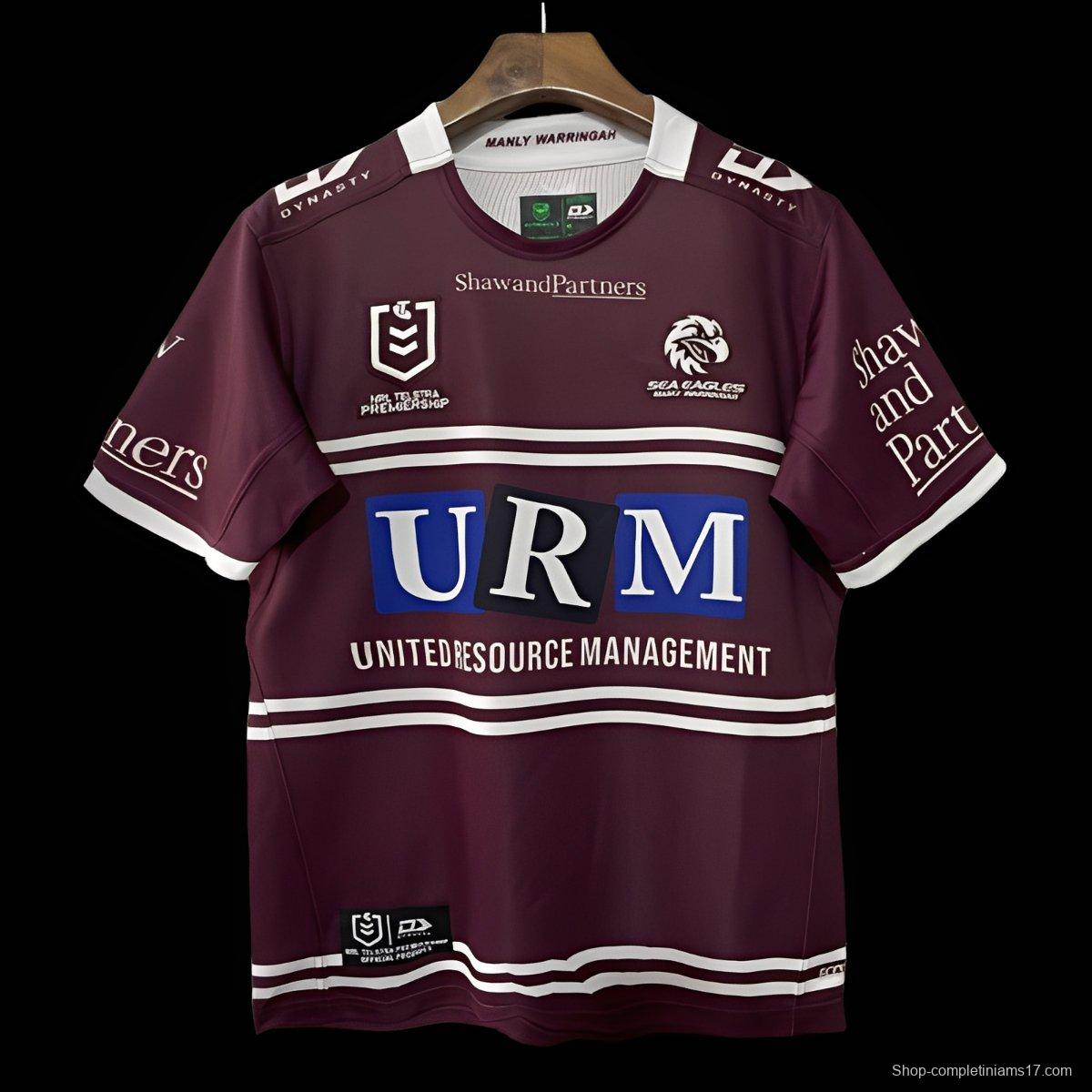 2025 Manly Warringah Sea Eagles Maroon with White Hoops Home Jersey