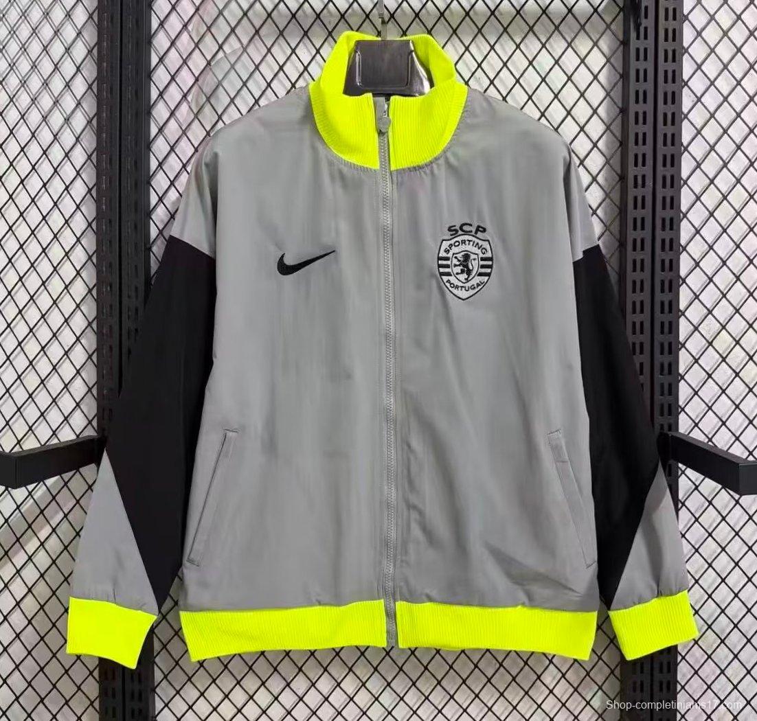 25/26 Sporting CP Grey Full Zipper Windbreaker