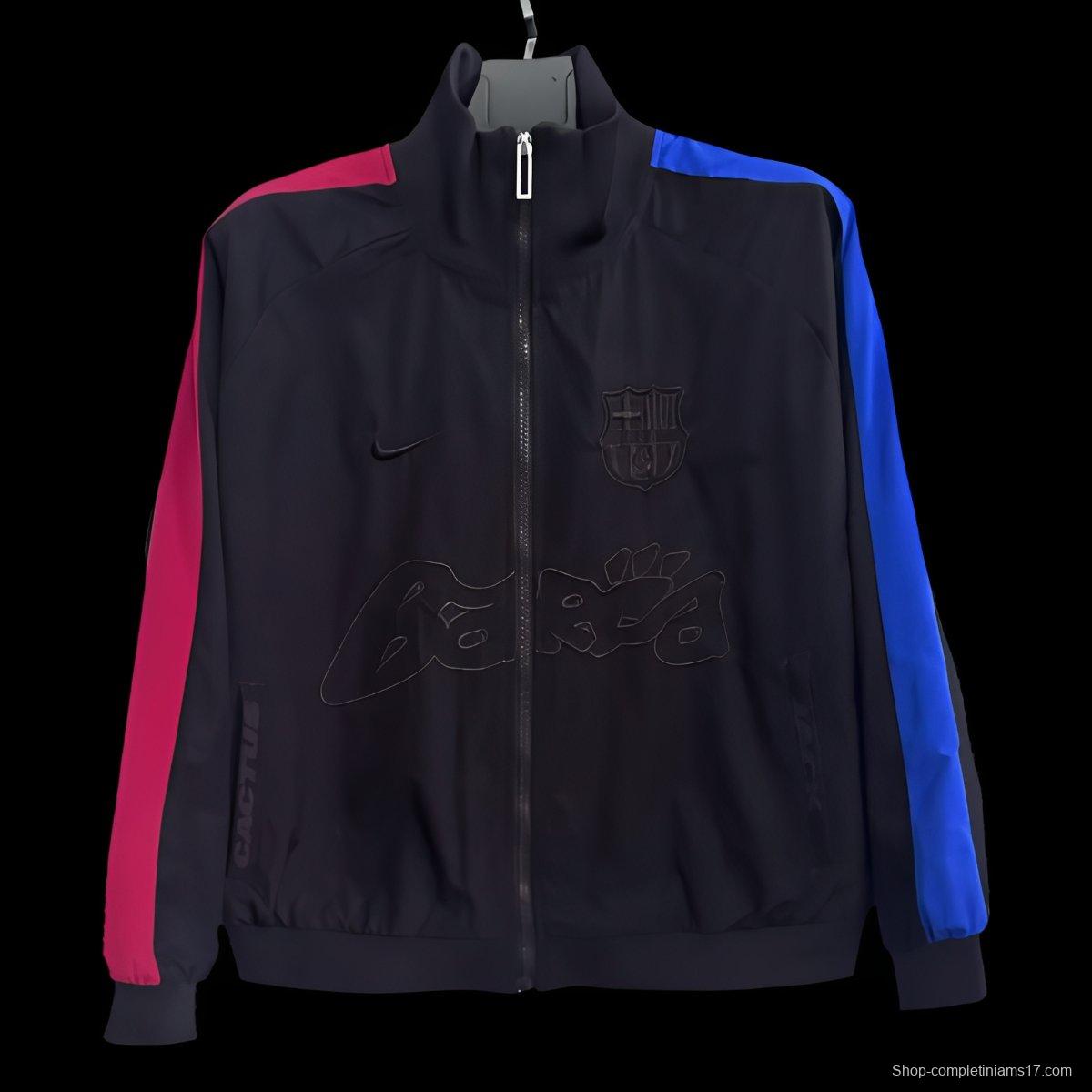 25/26 Barcelona Black/Red/Blue Full Zipper Windbreaker