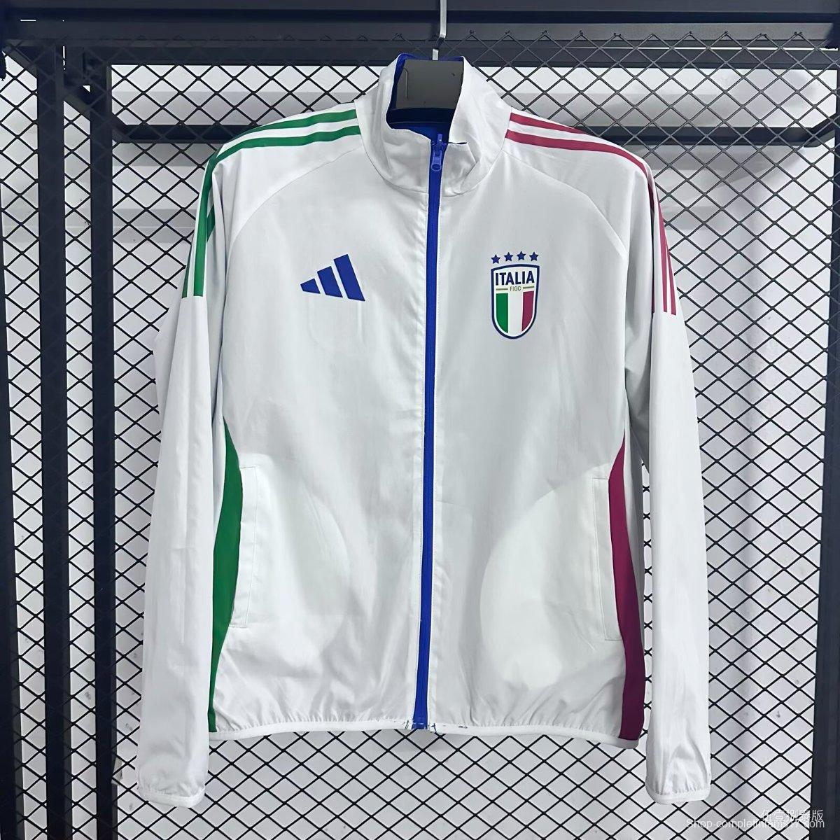 2026 Italy White Full Zipper Windbreaker