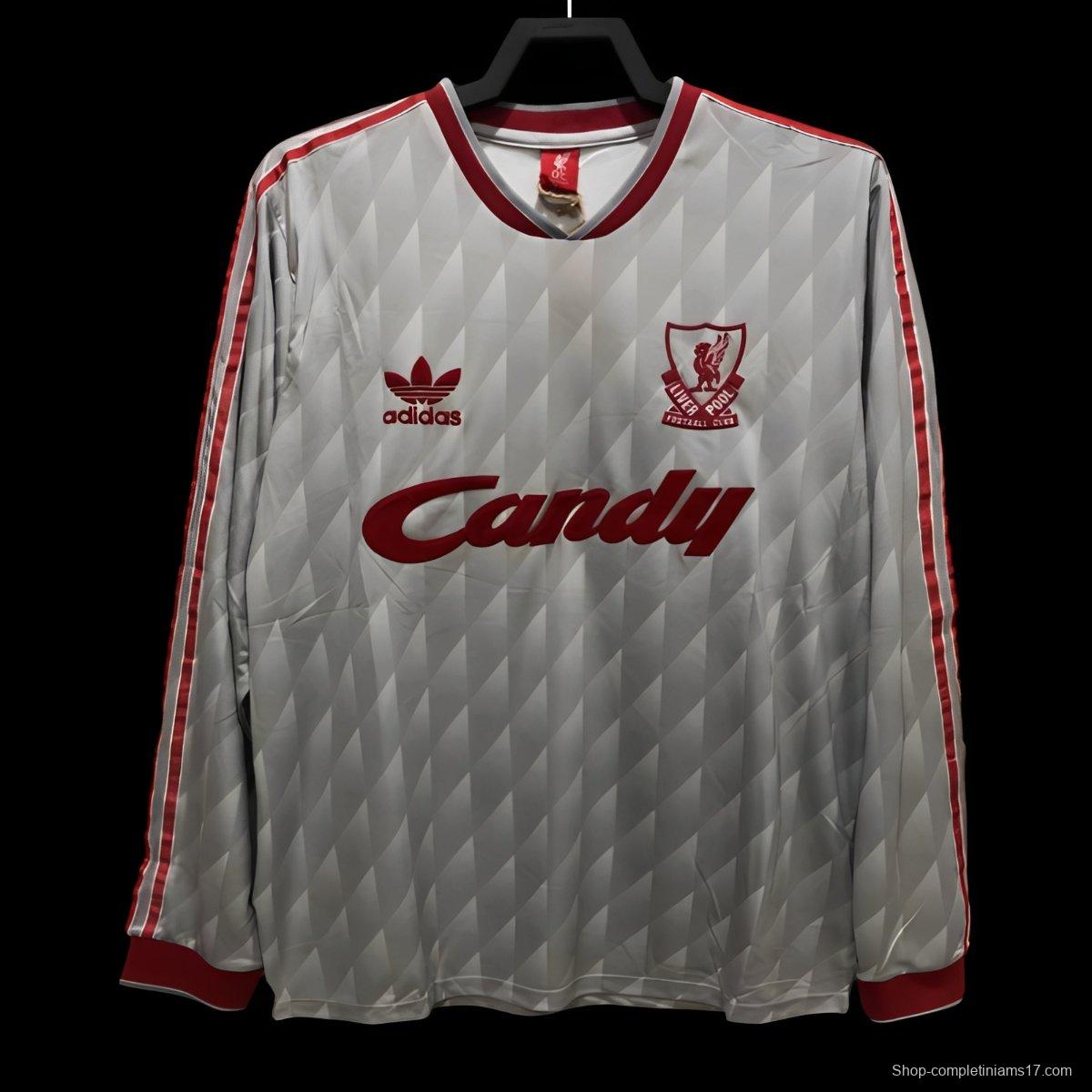 Retro 89/91 Long Sleeve Liverpool Away Soccer Jersey