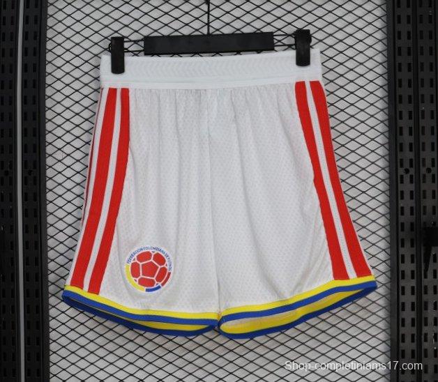 2026 Player Version Colombia White with Red Side Stripes Shorts