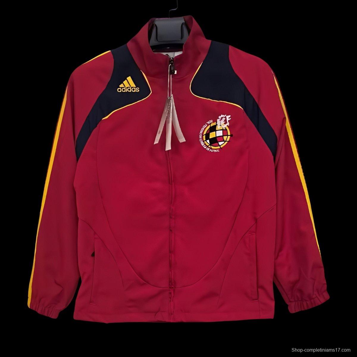 2026 Spain Vintage Adidas Red Full Zipper Windbreaker