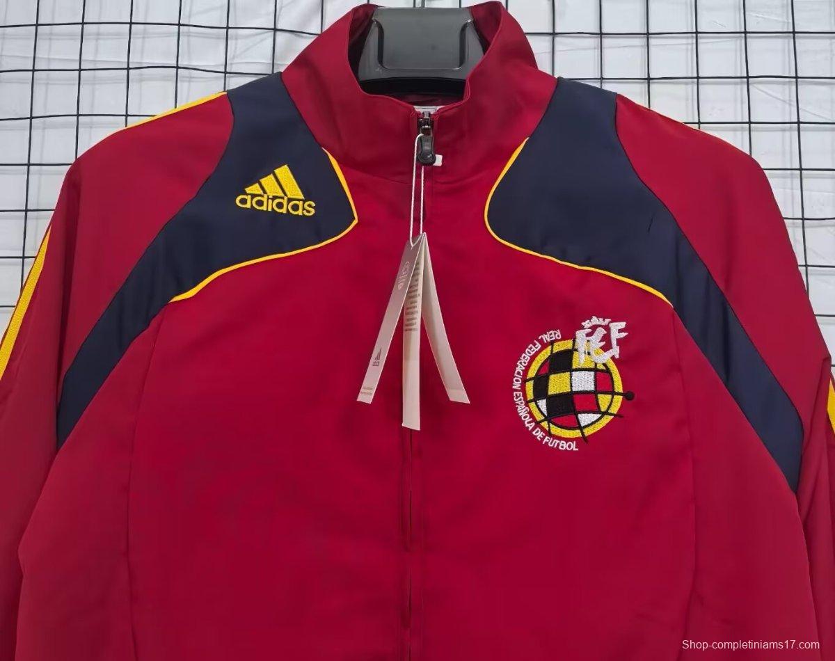 2026 Spain Vintage Adidas Red Full Zipper Windbreaker