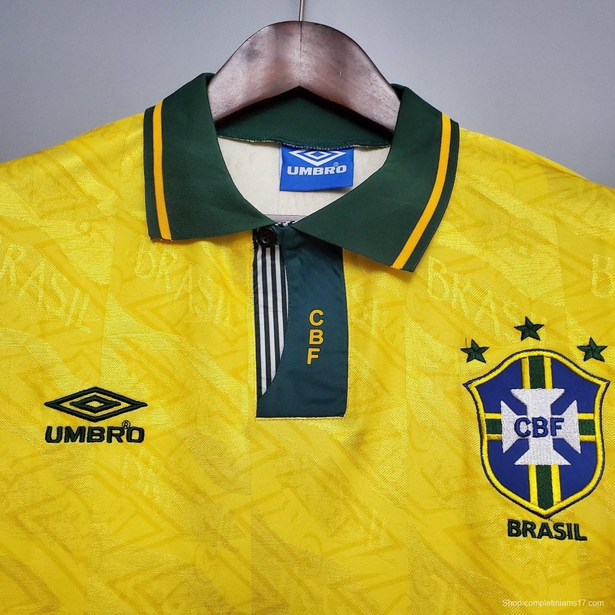 Retro 1991/93 Brazil Home Soccer Jersey
