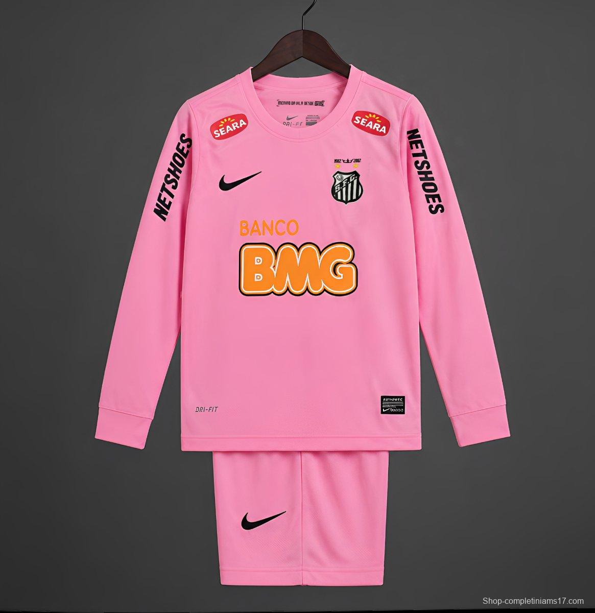 Retro 12/13 Kids Santos Away Pink Long Sleeve Jersey