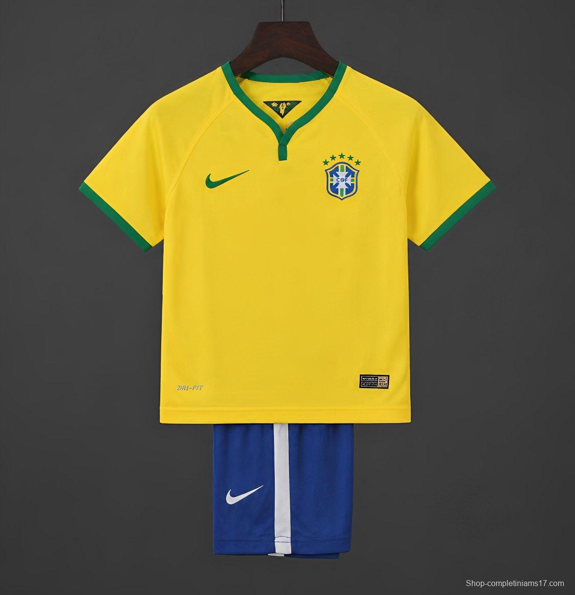 Retro 2014 Kids Brazil Home Jersey