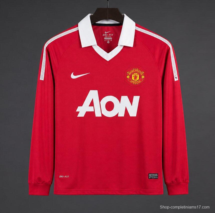 Retro 10/11 Manchester United Home Long Sleeve Jersey