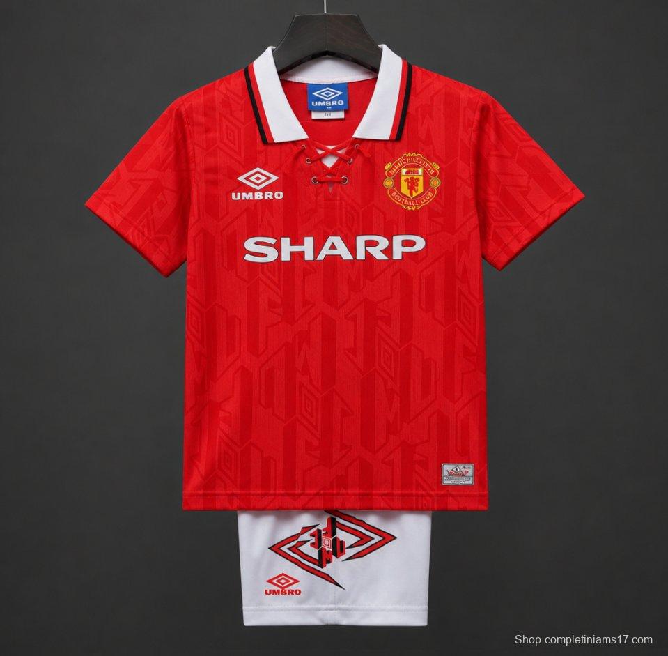 Retro Kids 92/94 Manchester United Red Home Jersey