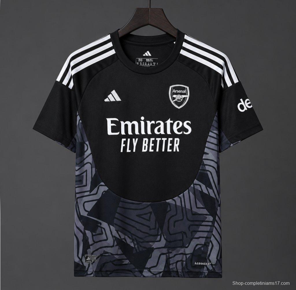 26/27 Arsenal Black with Dark Grey Geometric Contour Pattern Goalkeeper Jersey Set