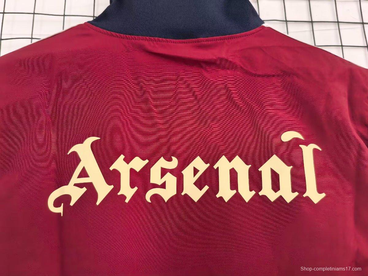 26/27 Arsenal Track Jacket Burgundy Black Full Zipper Windbreaker