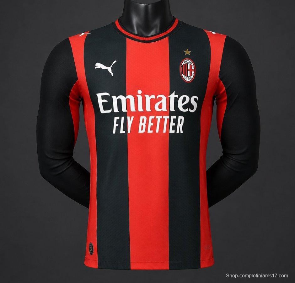 Player Version 26/27 AC Milan Home Long Sleeve Jersey