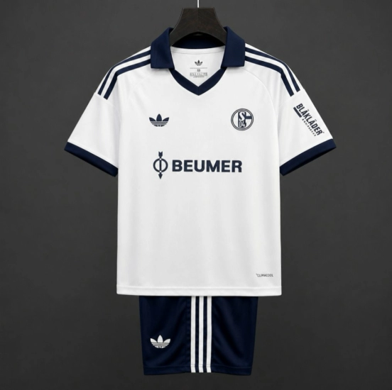 26/27 Kids Schalke 04 Away  White Kits Jersey